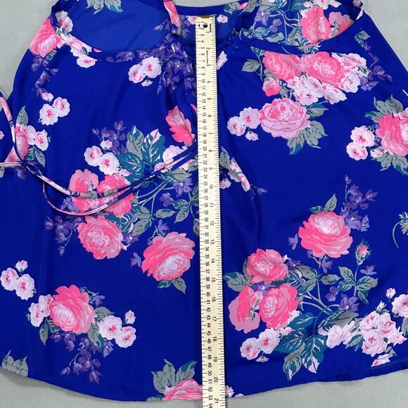Torrid Top Women's 2 2X Blue Pink Cami Halter Tank Floral Colorful Beachy Flowy - Picture 7 of 12